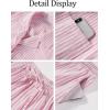 imageFlygo Womens Striped Pajama Sets 2 Piece Cotton Long Sleeve Tops and Pj Shorts Sets Casual Lounge Button Down Cozy SleepwearPink