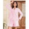 imageFlygo Womens Striped Pajama Sets 2 Piece Cotton Long Sleeve Tops and Pj Shorts Sets Casual Lounge Button Down Cozy SleepwearPink