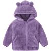 imageFlygo Girls Boys Fleece Hooded Jacket Unisex Toddler Sweatshirt Bear Ear Zip Up Sweater Outwear HoodiePurple