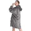 imageFlygo Oversized Hoodie Wearable Blanket Fleece Flannel Sweatshirt Warm Zipper Sherpa Lined Blanket for Adults Men WomenDark Grey