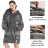 imageFlygo Oversized Hoodie Wearable Blanket Fleece Flannel Sweatshirt Warm Zipper Sherpa Lined Blanket for Adults Men WomenDark Grey