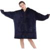 imageFlygo Oversized Hoodie Wearable Blanket Fleece Flannel Sweatshirt Warm Zipper Sherpa Lined Blanket for Adults Men WomenNavy