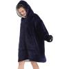 imageFlygo Oversized Hoodie Wearable Blanket Fleece Flannel Sweatshirt Warm Zipper Sherpa Lined Blanket for Adults Men WomenNavy
