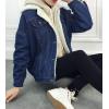 imageFlygo Women Thick Warm Sherpa Fleece Lined Button Down Denim Trucker Jacket Jean CoatBlue