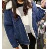 imageFlygo Women Thick Warm Sherpa Fleece Lined Button Down Denim Trucker Jacket Jean CoatBlue