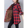 imageFlygo Womens Button Down Plaid Buffalo Checkered Sherpa Lined Flannel Shirt JacketRed
