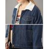 imageFlygo Womens Casual Loose Warm Sherpa Lined Denim Tucker Jacket Jean Coat OuterwearBlue