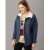 imageFlygo Womens Casual Loose Warm Sherpa Lined Denim Tucker Jacket Jean Coat OuterwearBlue