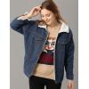 imageFlygo Womens Casual Loose Warm Sherpa Lined Denim Tucker Jacket Jean Coat OuterwearBlue