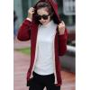 imageFlygo Womens Casual Warm Sherpa Lined Zipper Hooded MidLong Sweatshirt Jacket CoatWine Red