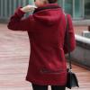 imageFlygo Womens Casual Warm Sherpa Lined Zipper Hooded MidLong Sweatshirt Jacket CoatWine Red