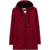 imageFlygo Womens Casual Warm Sherpa Lined Zipper Hooded MidLong Sweatshirt Jacket CoatWine Red