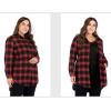 imageFlygo Womens Classic Sherpa Lined Button Down Loose Mid Long Plaid Shirt JacketRed Plaid
