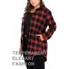 imageFlygo Womens Classic Sherpa Lined Button Down Loose Mid Long Plaid Shirt JacketRed Plaid