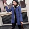 imageFlygo Womens Diamond Quilted Fleece Lined Mid Long Jacket FullZip Hoodie OuterwearNavy