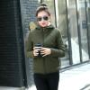 imageFlygo Womens Hooded Diamond Quilted Fleece Lined Jacket Coat OuterwearArmy Green