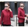 imageFlygo Womens Hooded Diamond Quilted Fleece Lined Jacket Coat OuterwearWine Red
