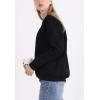 imageFlygo Womens Loose Sherpa Fleece Lined Pullover Crewneck SweatshirtBlack