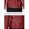 imageFlygo Womens Sherpa Lined Thick Warm PU Leather Jacket Women TopsRed