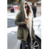 imageFlygo Womens Thicken Sherpa Fur Lined Hooded Long Anorak Parka Jacket CoatArmy Green