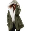 imageFlygo Womens Thicken Sherpa Fur Lined Hooded Long Anorak Parka Jacket CoatArmy Green