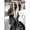 imageFlygo Womens Thicken Sherpa Fur Lined Hooded Long Anorak Parka Jacket CoatArmy Green
