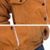 imageFlygo Womens Warm Winter Sherpa Fleece Lined Cropped Corduroy Trucker Jacket CoatBrown