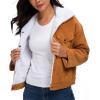 imageFlygo Womens Warm Winter Sherpa Fleece Lined Cropped Corduroy Trucker Jacket CoatBrown