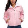 imageFlygo Womens Warm Winter Sherpa Fleece Lined Cropped Corduroy Trucker Jacket CoatPink