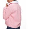 imageFlygo Womens Warm Winter Sherpa Fleece Lined Cropped Corduroy Trucker Jacket CoatPink