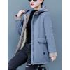 imageFlygo Womens Winter Casual Mid Long Thicken Fleece Sherpa Lined Zipper Quilted Hooded Coat Warm Jackets OutwearBlue