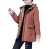 imageFlygo Womens Winter Casual Mid Long Thicken Fleece Sherpa Lined Zipper Quilted Hooded Coat Warm Jackets OutwearMaroon