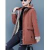 imageFlygo Womens Winter Casual Mid Long Thicken Fleece Sherpa Lined Zipper Quilted Hooded Coat Warm Jackets OutwearMaroon
