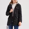 imageFlygo Womens Winter Fleece Sherpa Lined Hooded Parka Jacket Warm Coat with PocketsBlack
