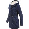 imageFlygo Womens Winter Fleece Sherpa Lined Hooded Parka Jacket Warm Coat with PocketsNavy