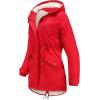 imageFlygo Womens Winter Fleece Sherpa Lined Hooded Parka Jacket Warm Coat with PocketsRed