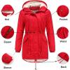 imageFlygo Womens Winter Fleece Sherpa Lined Hooded Parka Jacket Warm Coat with PocketsRed