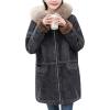 imageFlygo Women Thick Sherpa Fleece Lined Denim Trucker Jacket Hooded Jean CoatBlack