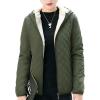 imageFlygo Womens Hooded Diamond Quilted Fleece Lined Jacket Coat OuterwearArmy Green