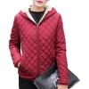 imageFlygo Womens Hooded Diamond Quilted Fleece Lined Jacket Coat OuterwearWine Red