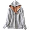 imageFlygo Womens Warm Fleece Sherpa Lined Hoodies FullZip Hooded Sweatshirt Jacket XSmall Light Grey
