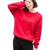 imageFlygo Womens Winter Casual Long Sleeve Thicken Fleeces Sherpa Lined Short Crew Neck Pullover SweatshirtsRed