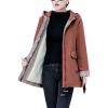 imageFlygo Womens Winter Casual Mid Long Thicken Fleece Sherpa Lined Zipper Quilted Hooded Coat Warm Jackets OutwearMaroon