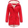 imageFlygo Womens Winter Fleece Sherpa Lined Hooded Parka Jacket Warm Coat with PocketsRed