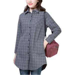 imageFlygo Womens Button Down Plaid Buffalo Checkered Sherpa Lined Flannel Shirt JacketGrey