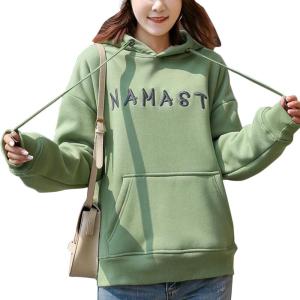 imageFlygo Womens Casual Winter Sherpa Fleece Lined Sweatshirt Coat Long Sleeve Pullover OutwearGreenchest Embroidery