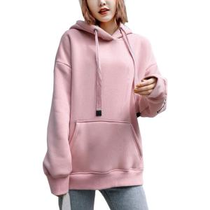 imageFlygo Womens Casual Winter Sherpa Fleece Lined Sweatshirt Coat Long Sleeve Pullover OutwearPink