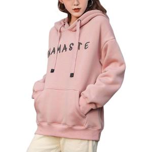 imageFlygo Womens Casual Winter Sherpa Fleece Lined Sweatshirt Coat Long Sleeve Pullover OutwearPinkchest Embroidery