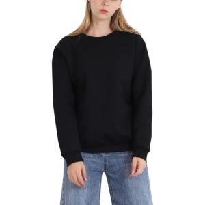 imageFlygo Womens Loose Sherpa Fleece Lined Pullover Crewneck SweatshirtBlack