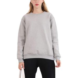 imageFlygo Womens Loose Sherpa Fleece Lined Pullover Crewneck SweatshirtGrey
